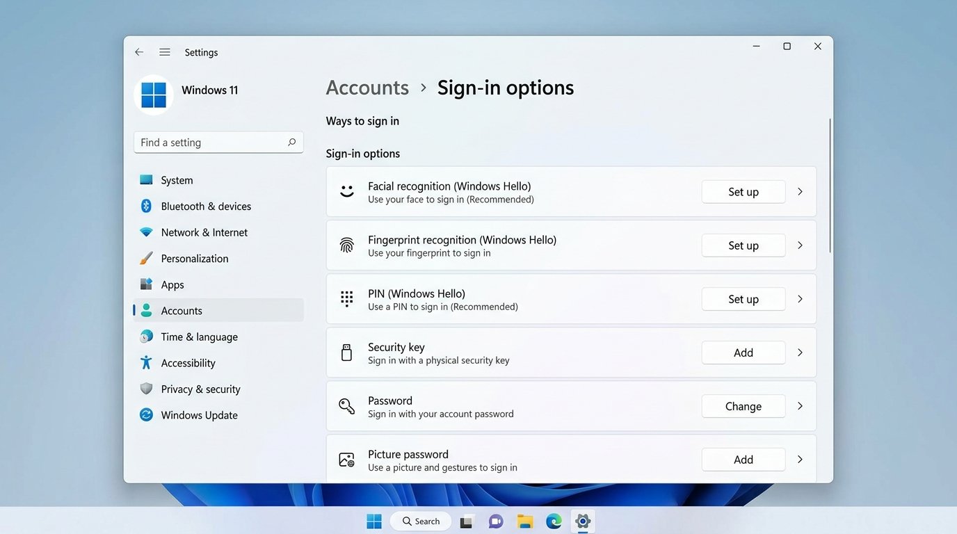 Windows 11 Sign in options settings